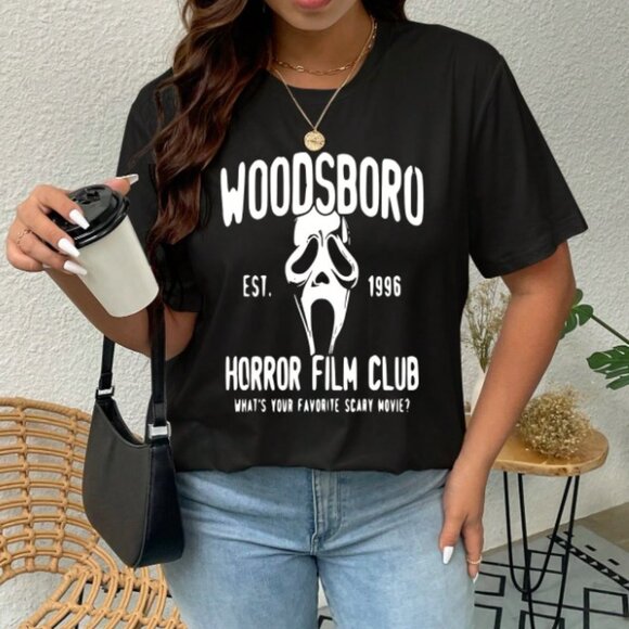 Woodsboro Horror Movie Club T-Shirt, Ghostface T-Shirt, Woodsboro Horror Club - Picture 2 of 2